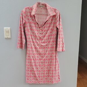 Barbara Gerwit Nautical Knots Pink and White Patterned Dress